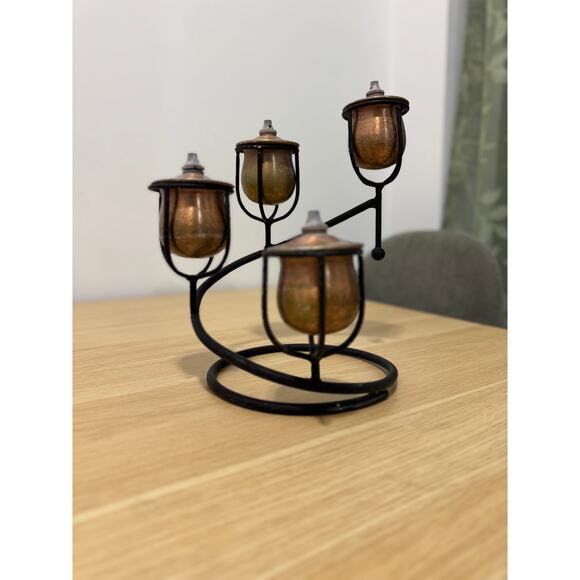 Four-Arm Candelabra Oil Lamp VINTAGE - Picture 3 of 6